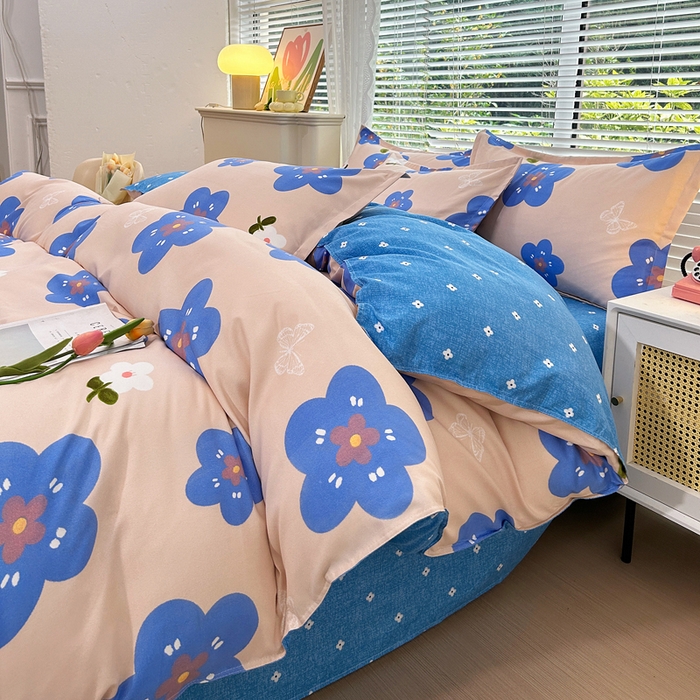 91家纺网 家纺一手货源 找家纺 曼璐家纺 2025新款加厚磨毛植物羊绒单被套直播爆款被套单件 蓝色心情