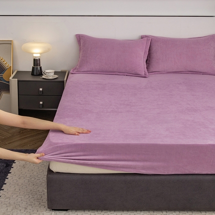 91家纺网 家纺一手货源 找家纺 （总）馨乐家纺 2025新款加厚保暖透气纯色牛奶绒床笠