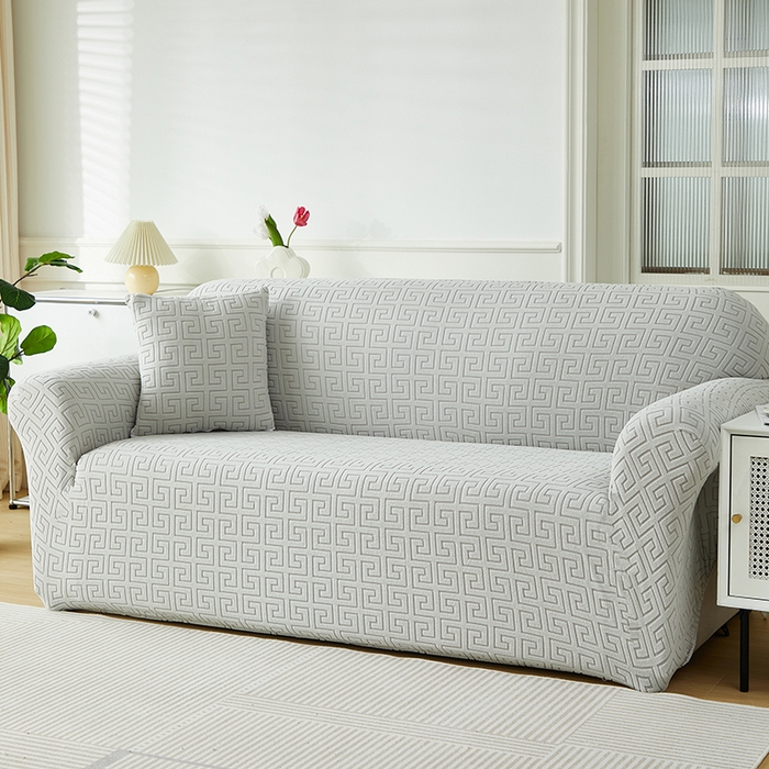 91家纺网 家纺一手货源 找家纺 逐日沙发套 2023新款提花沙发套-雅韵 雅韵-浅灰色