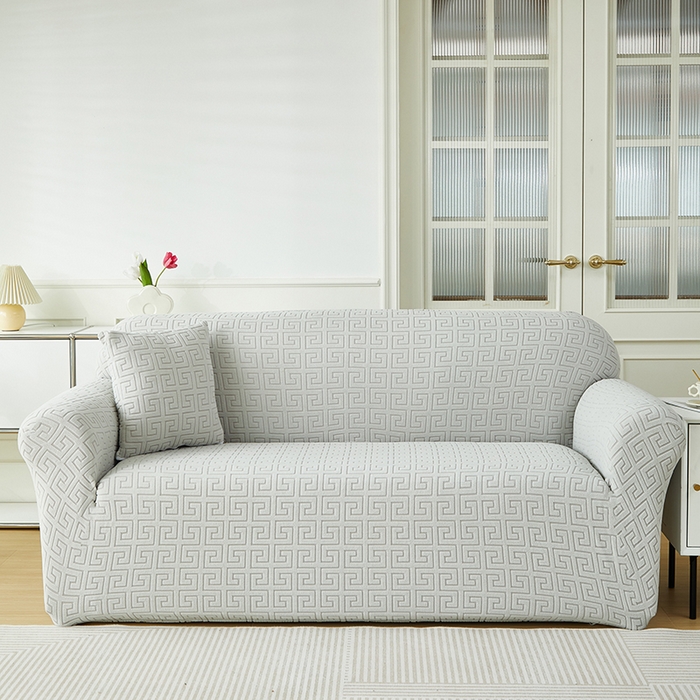 91家纺网 家纺一手货源 找家纺 逐日沙发套 2023新款提花沙发套-雅韵 雅韵-浅灰色