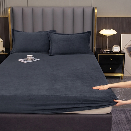 91家纺网 家纺一手货源 找家纺 （总）馨乐家纺 2025新款加厚保暖透气纯色牛奶绒床笠