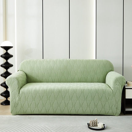 91家纺网 家纺一手货源 找家纺 逐日沙发套 2023新款提花沙发套-叶恋 叶恋-抹茶色