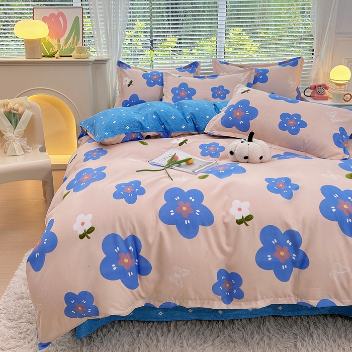 91家纺网 家纺一手货源 找家纺 曼璐家纺 2025新款加厚磨毛植物羊绒单被套直播爆款被套单件 蓝色心情