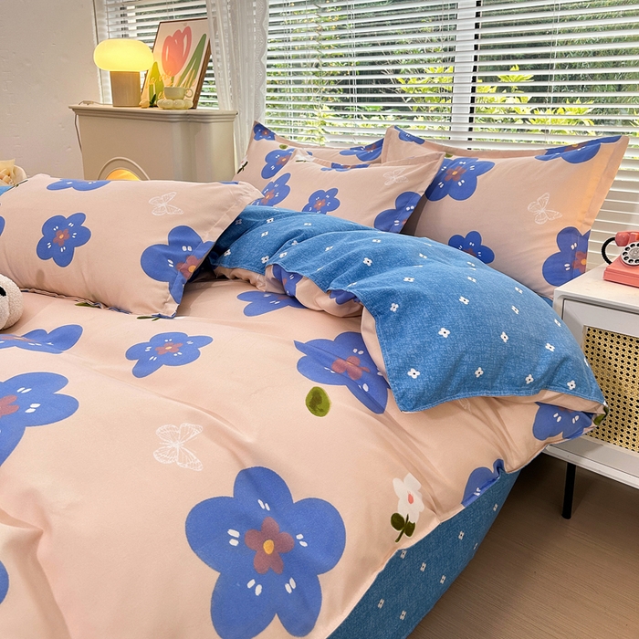 91家纺网 家纺一手货源 找家纺 曼璐家纺 2025新款加厚磨毛植物羊绒单被套直播爆款被套单件 蓝色心情