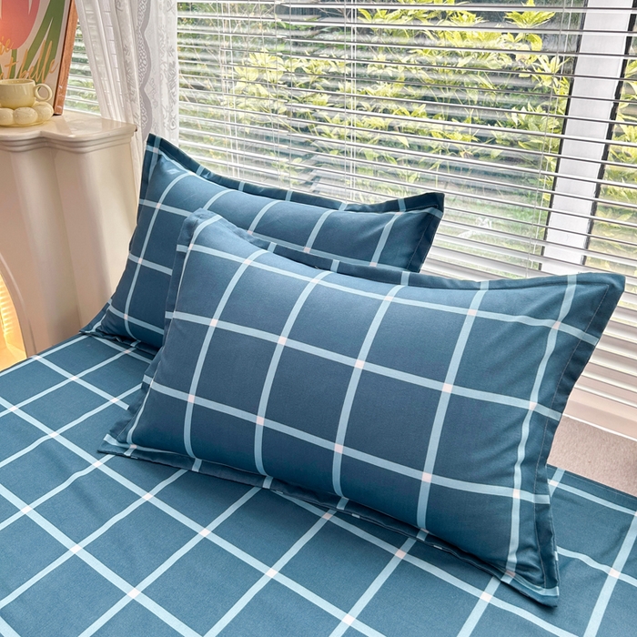 91家纺网 家纺一手货源 找家纺 曼璐家纺 2025新款加厚磨毛植物羊绒单被套直播爆款被套单件 蓝灰格