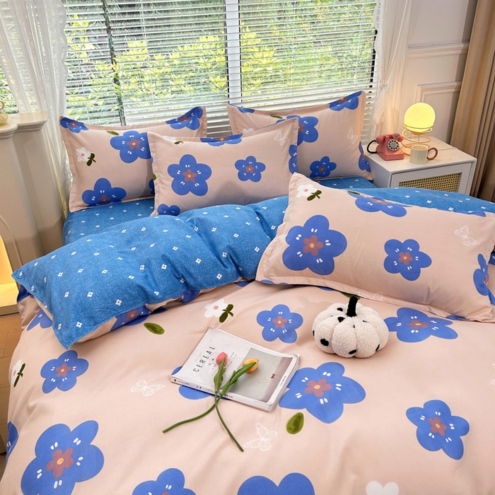 91家纺网 家纺一手货源 找家纺 曼璐家纺 2025新款加厚磨毛植物羊绒单被套直播爆款被套单件 蓝色心情