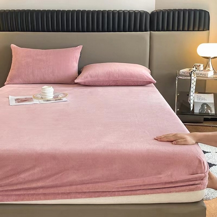 91家纺网 家纺一手货源 找家纺 （总）馨乐家纺 2025新款加厚保暖透气纯色牛奶绒床笠