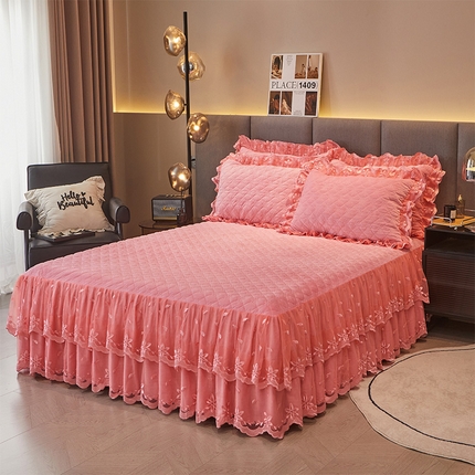 91家纺网 家纺一手货源 找家纺 （总）瑞宝 2025新款欧式加厚宝宝绒蕾丝刺绣床裙-盛世岚黛