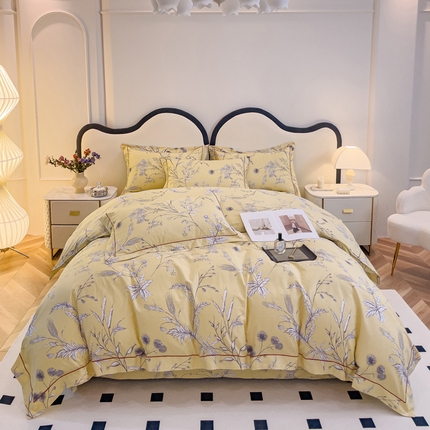 小时代 2023新款全棉印花床盖四件套 仲夏花园黄