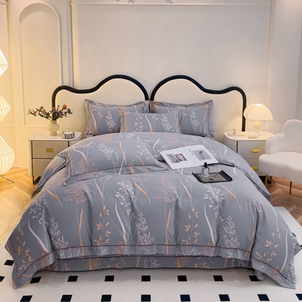 小时代 2023新款全棉印花床盖四件套 米洛灰