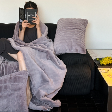 初拾 2023新款高端贵妇皮草绒毛毯——莉莉安舞会 莉莉安舞会-紫灰