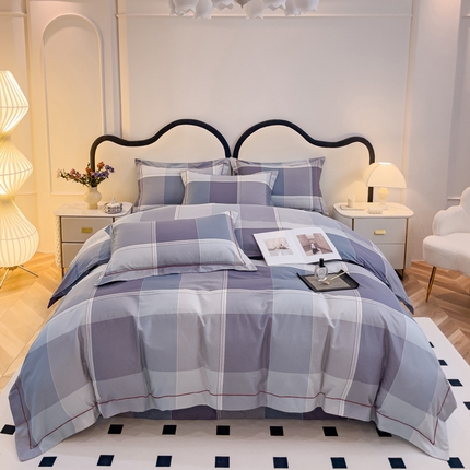 小时代 2023新款全棉印花床盖四件套 嘉宇格蓝