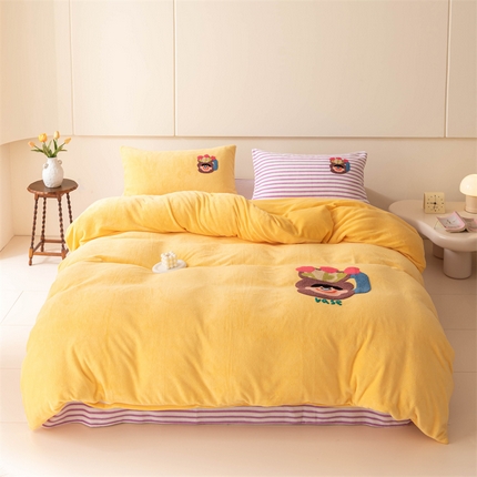 91家纺网 家纺一手货源 找家纺 （总）洋铭区（原狠狠爱） 2023新款AB版牛奶绒四件套-元气满满系列