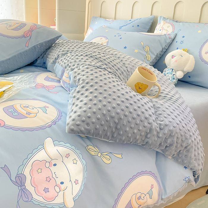 91家纺网 家纺一手货源 找家纺 麦伦家居 2023秋冬新品多功能床品全棉豆豆绒套件系列 单被套 玉桂狗