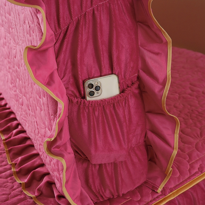 91家纺网 家纺一手货源 找家纺 新款水晶绒加厚保暖床头罩-盛世花颜 盛世花颜-豆沙