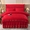 91家纺网 家纺一手货源 找家纺 新款水晶绒加厚保暖床裙款四件套-盛世花颜-酒红