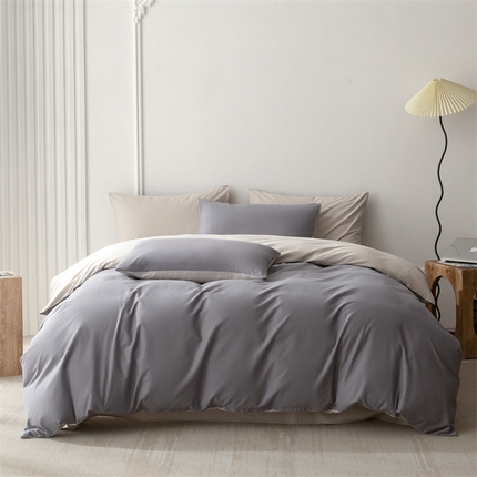 91家纺网 家纺一手货源 找家纺 （总）ONE TWO ONE 121 2023新款高支高密长绒棉双拼磨毛撞色磨毛四件套