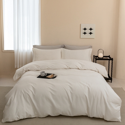 91家纺网 家纺一手货源 找家纺 （总）ONE TWO ONE 121 2023新款A类高支高密长绒棉一字绣宽边磨毛四件套