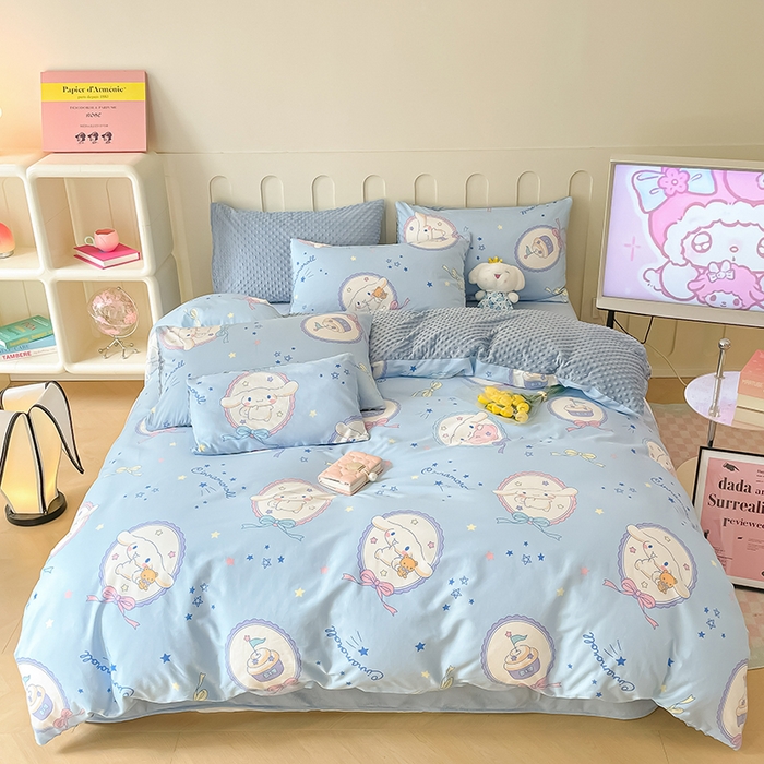 91家纺网 家纺一手货源 找家纺 麦伦家居 2023秋冬新品多功能床品全棉豆豆绒套件系列 单被套 玉桂狗