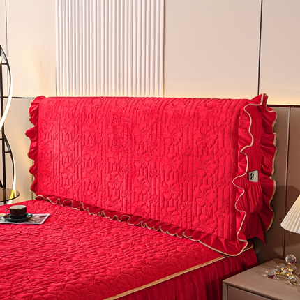 91家纺网 家纺一手货源 找家纺 新款水晶绒加厚保暖床头罩-盛世花颜 盛世花颜-典雅红