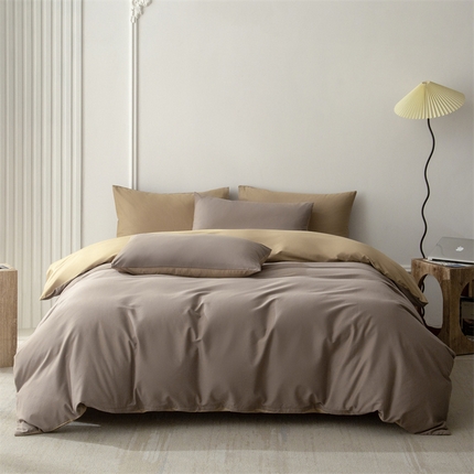 91家纺网 家纺一手货源 找家纺 （总）ONE TWO ONE 121 2023新款高支高密长绒棉双拼磨毛撞色磨毛四件套