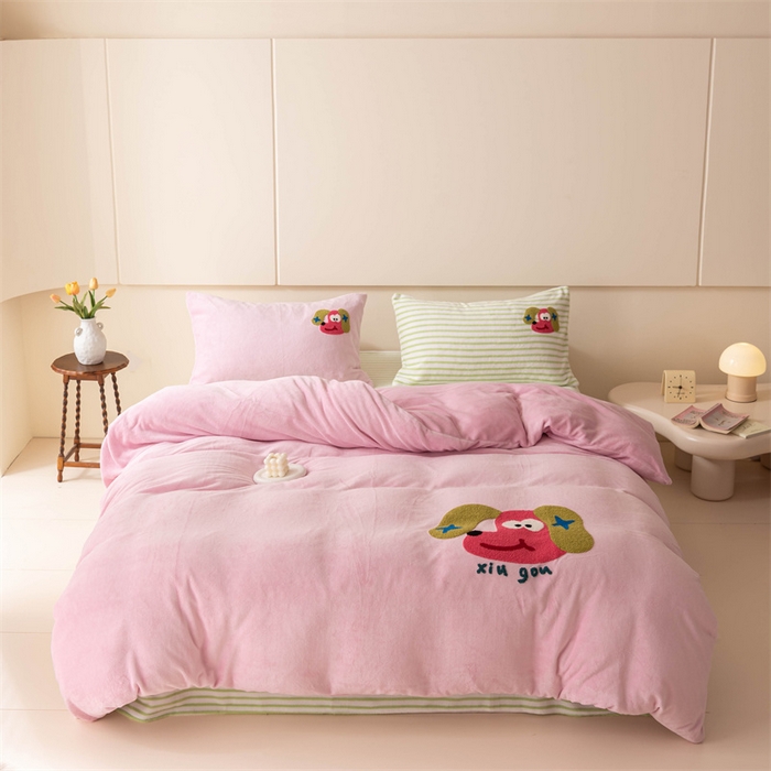 91家纺网 家纺一手货源 找家纺 （总）洋铭区（原狠狠爱） 2023新款AB版牛奶绒四件套-元气满满系列