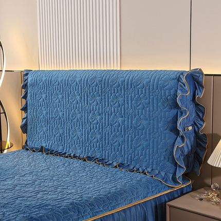 91家纺网 家纺一手货源 找家纺 新款水晶绒加厚保暖床头罩-盛世花颜 盛世花颜-蔚蓝