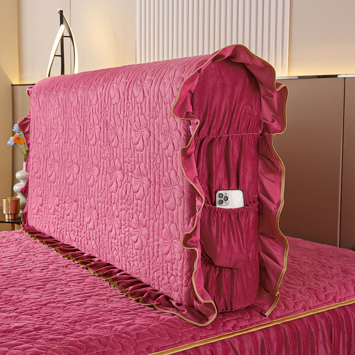 91家纺网 家纺一手货源 找家纺 新款水晶绒加厚保暖床头罩-盛世花颜 盛世花颜-豆沙