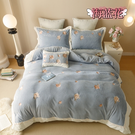 91家纺网 家纺一手货源 找家纺 总塔塔新款250g全消光少女轻奢牛奶绒工艺款四件套（赠送高级拎袋）