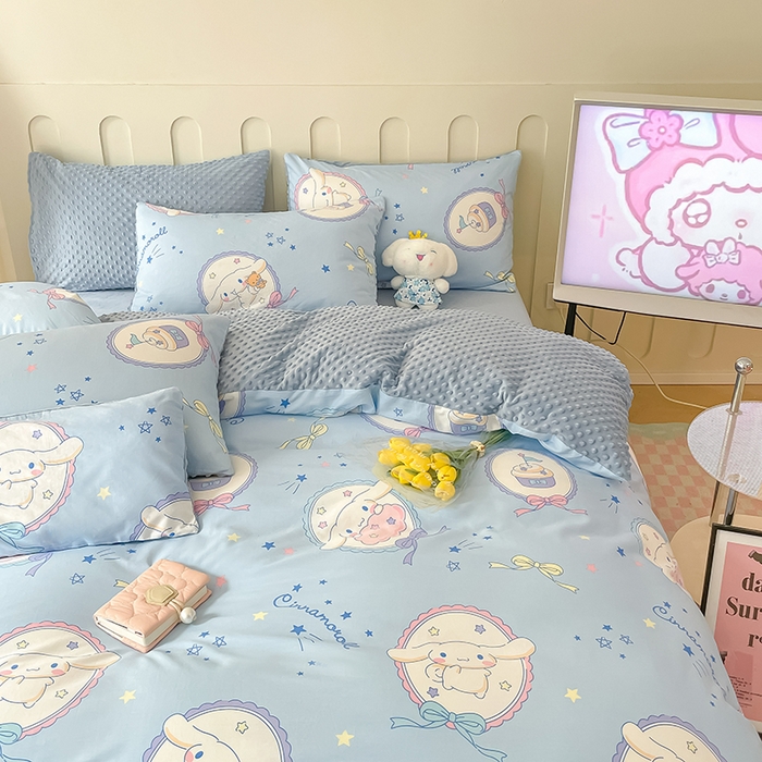 91家纺网 家纺一手货源 找家纺 麦伦家居 2023秋冬新品多功能床品全棉豆豆绒套件系列 单被套 玉桂狗