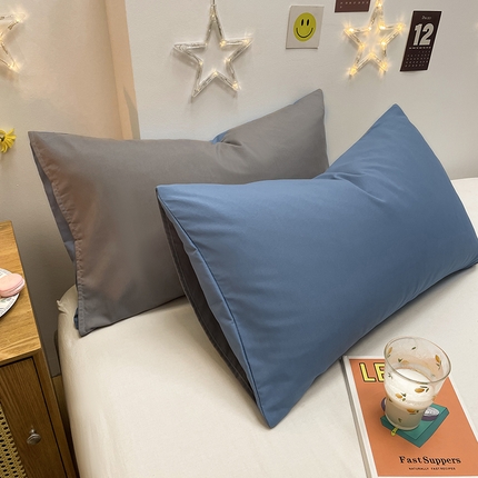 91家纺网 家纺一手货源 找家纺 安力森/诚臻酒店用品酒店用品 2023年新款纯色磨毛单枕套 双拼-宝兰+浅灰