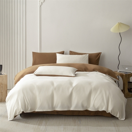 91家纺网 家纺一手货源 找家纺 （总）ONE TWO ONE 121 2023新款高支高密长绒棉双拼磨毛撞色磨毛四件套