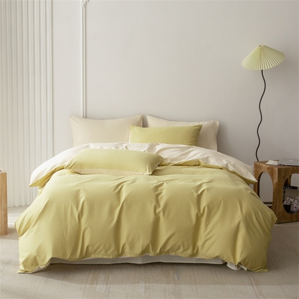 91家纺网 家纺一手货源 找家纺 （总）ONE TWO ONE 121 2023新款高支高密长绒棉双拼磨毛撞色磨毛四件套