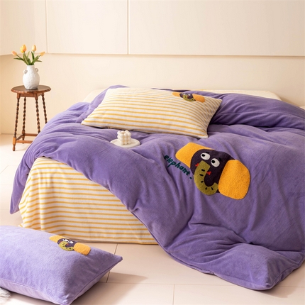 洋铭区（原狠狠爱） 2023新款AB版牛奶绒四件套-元气满满系列 元气满满紫