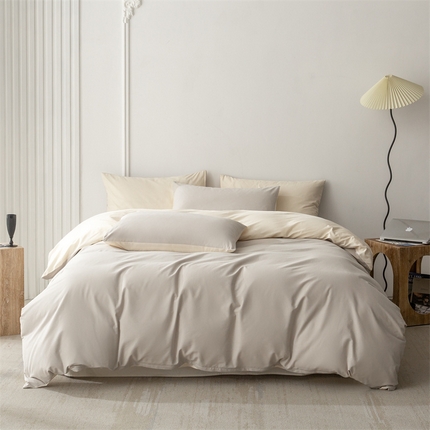 91家纺网 家纺一手货源 找家纺 （总）ONE TWO ONE 121 2023新款高支高密长绒棉双拼磨毛撞色磨毛四件套