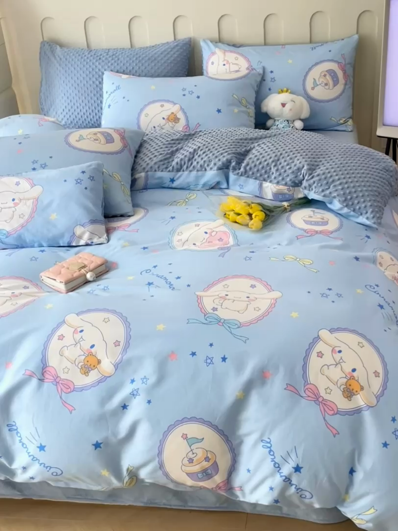 91家纺网 家纺一手货源 找家纺 麦伦家居 2023秋冬新品多功能床品全棉豆豆绒套件系列 单被套 玉桂狗