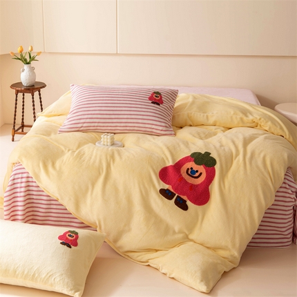 洋铭区（原狠狠爱） 2023新款AB版牛奶绒四件套-元气满满系列 元气满满黄