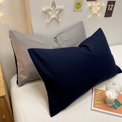 91家纺网 家纺一手货源 找家纺 安力森/诚臻酒店用品酒店用品 2023年新款纯色磨毛单枕套 双拼-藏青+浅灰