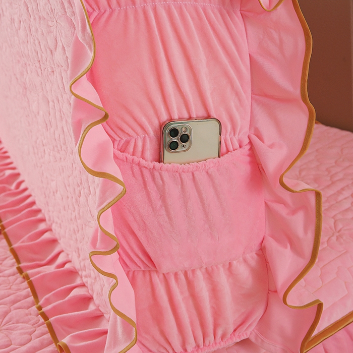 91家纺网 家纺一手货源 找家纺 新款水晶绒加厚保暖床头罩-盛世花颜 盛世花颜-粉玉