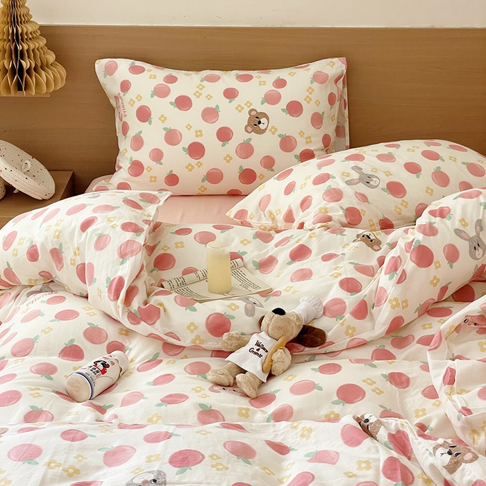 91家纺网 家纺一手货源 找家纺 窝米 2023秋季新品全棉双层纱四件套系列 蜜桃恋