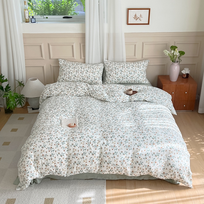 91家纺网 家纺一手货源 找家纺 窝米 2023秋季新品全棉双层纱四件套系列 晚秋