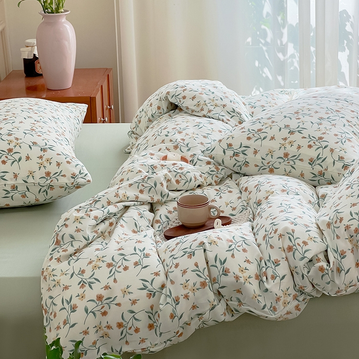 91家纺网 家纺一手货源 找家纺 窝米 2023秋季新品全棉双层纱四件套系列 晚秋