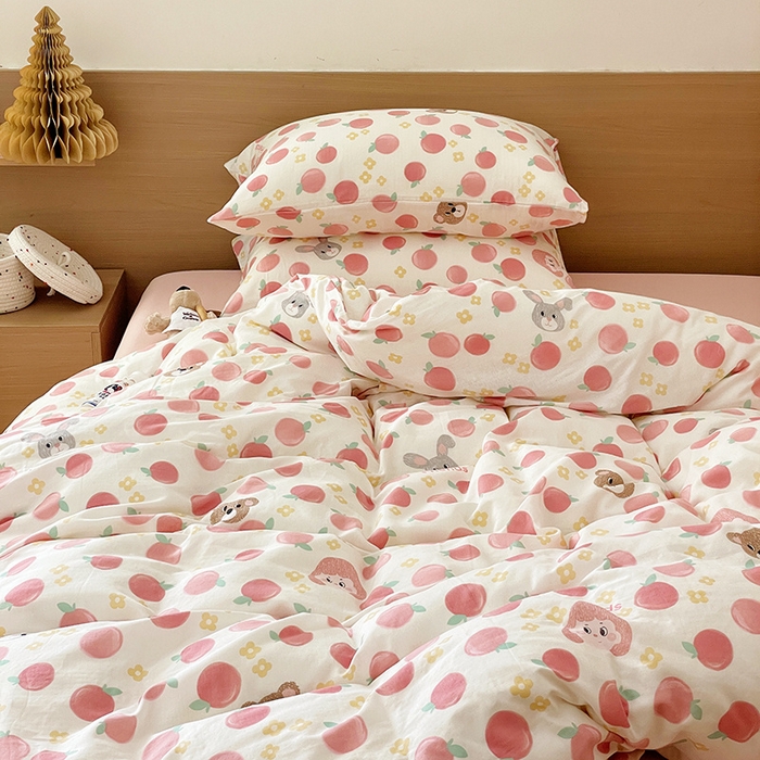 91家纺网 家纺一手货源 找家纺 窝米 2023秋季新品全棉双层纱四件套系列 蜜桃恋