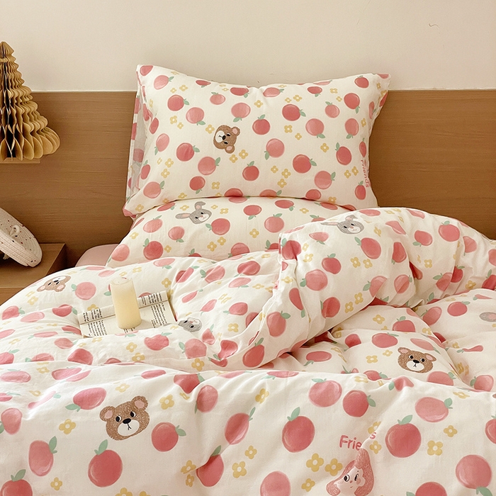 91家纺网 家纺一手货源 找家纺 窝米 2023秋季新品全棉双层纱四件套系列 蜜桃恋