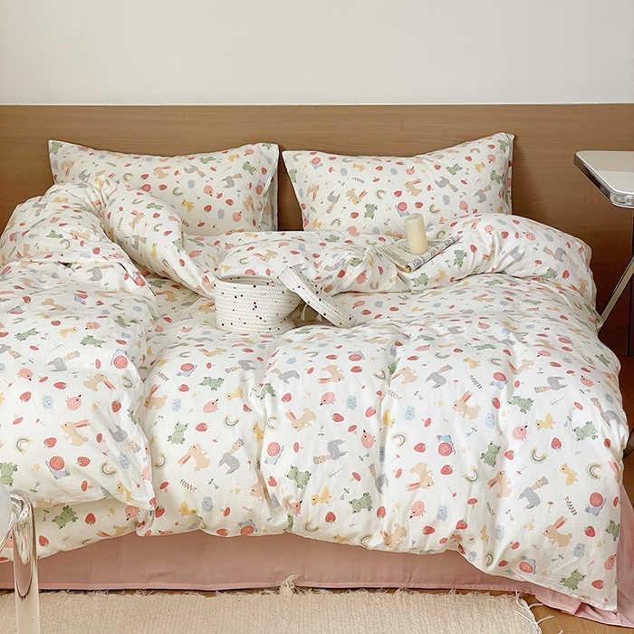 91家纺网 家纺一手货源 找家纺 窝米 2023秋季新品全棉双层纱四件套系列 彩虹乐园