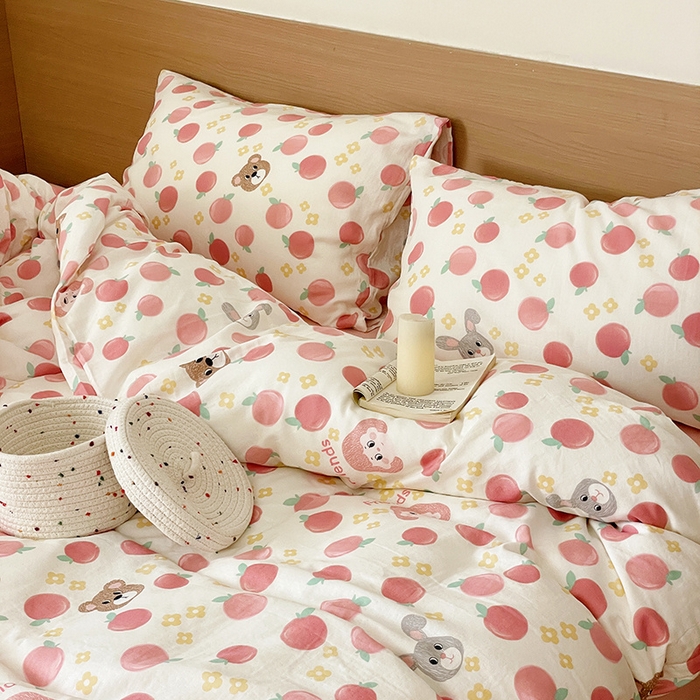 91家纺网 家纺一手货源 找家纺 窝米 2023秋季新品全棉双层纱四件套系列 蜜桃恋