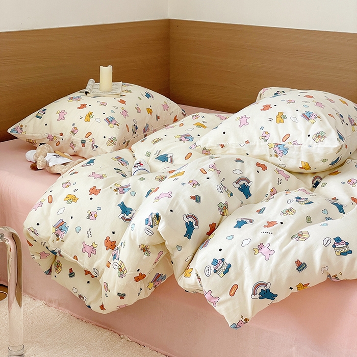 91家纺网 家纺一手货源 找家纺 窝米 2023秋季新品全棉双层纱四件套系列 快乐萌宠