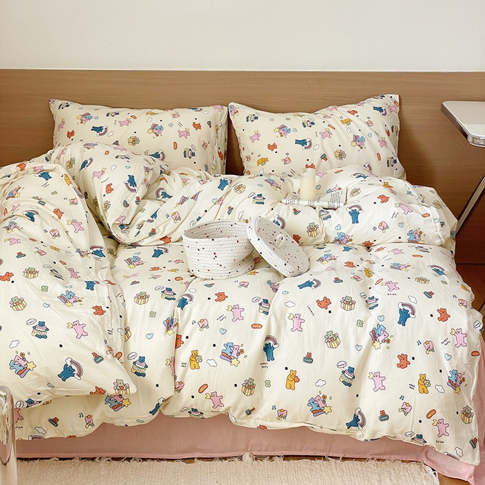 91家纺网 家纺一手货源 找家纺 窝米 2023秋季新品全棉双层纱四件套系列 快乐萌宠