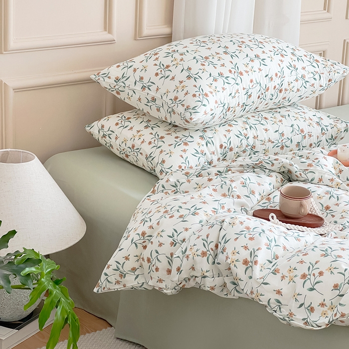 91家纺网 家纺一手货源 找家纺 窝米 2023秋季新品全棉双层纱四件套系列 晚秋