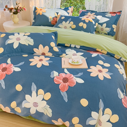 91家纺网 家纺一手货源 找家纺 （总）伊而梦 2023新款小清新全棉磨毛印花四件套系列